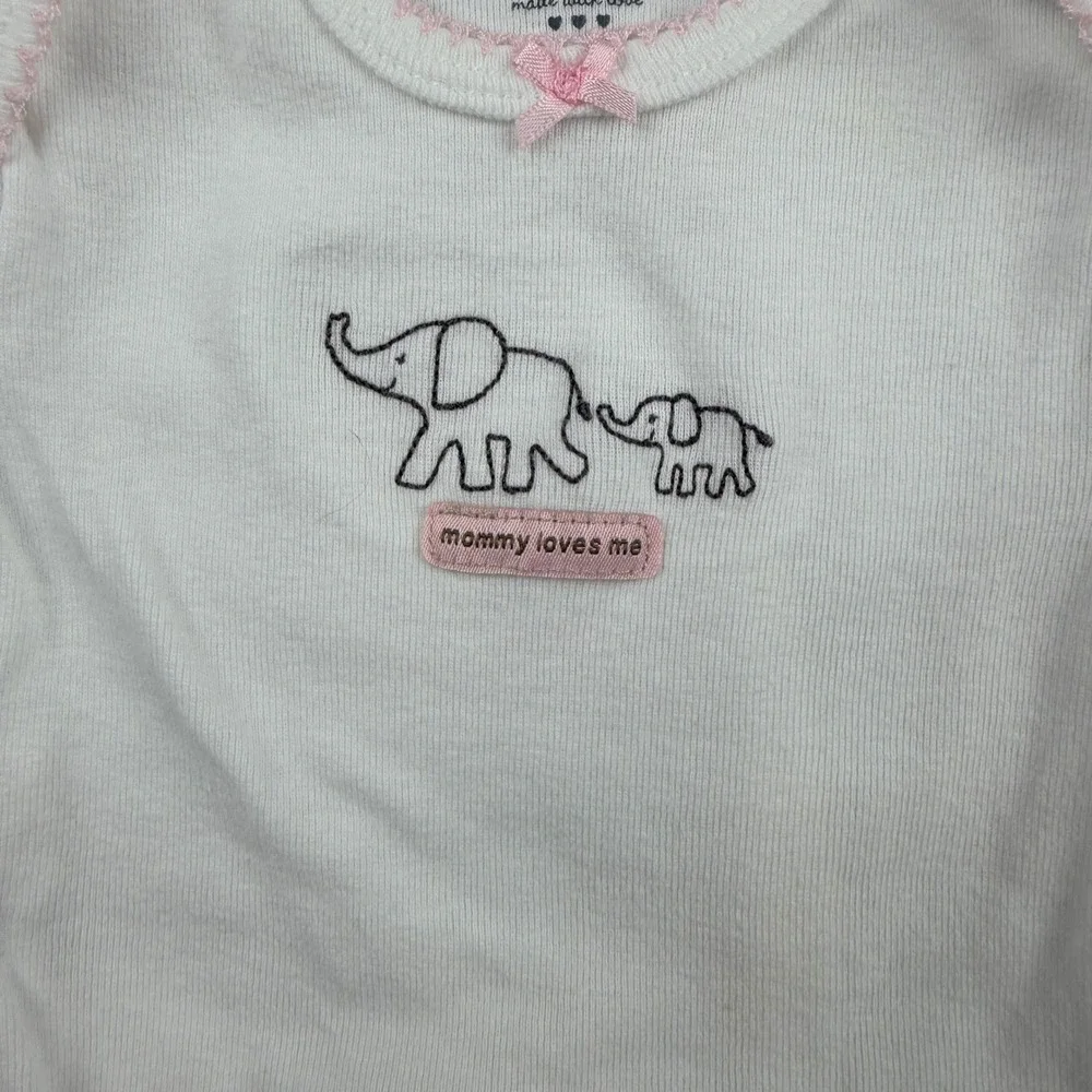 Carters Baby Girls White Mommy Loves Me Elephant Bodysuit 3 Months‎ Pink Trim